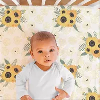 The Peanutshell Sunflower Floral 3-pc. Crib Bedding Set