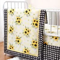 The Peanutshell Sunflower Floral 3-pc. Crib Bedding Set