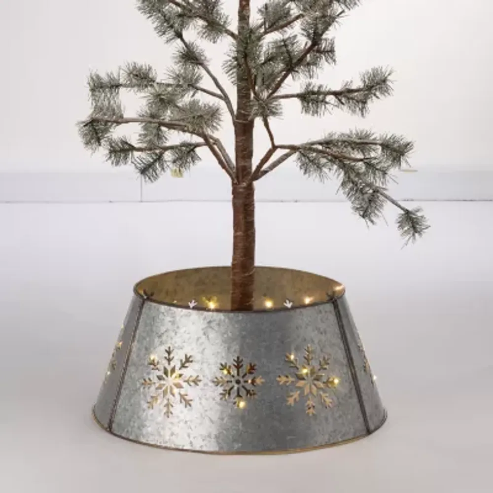 Glitzhome Snowflake With Light String Metal Tree Collar