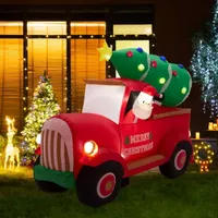 Glitzhome 7' Santa Claus Truck Self Inflating Christmas Outdoor Inflatable