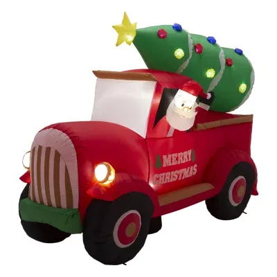 Glitzhome 7' Santa Claus Truck Self Inflating Christmas Outdoor Inflatable