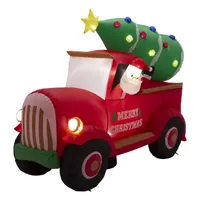 Glitzhome 7' Santa Claus Truck Self Inflating Christmas Outdoor Inflatable