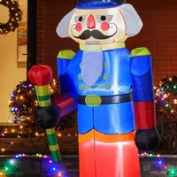 Glitzhome 8' Lighted Self Inflating Christmas Outdoor Inflatable Nutcracker