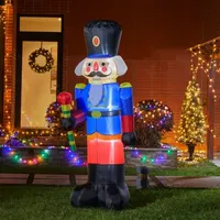 Glitzhome 8' Lighted Self Inflating Christmas Outdoor Inflatable Nutcracker