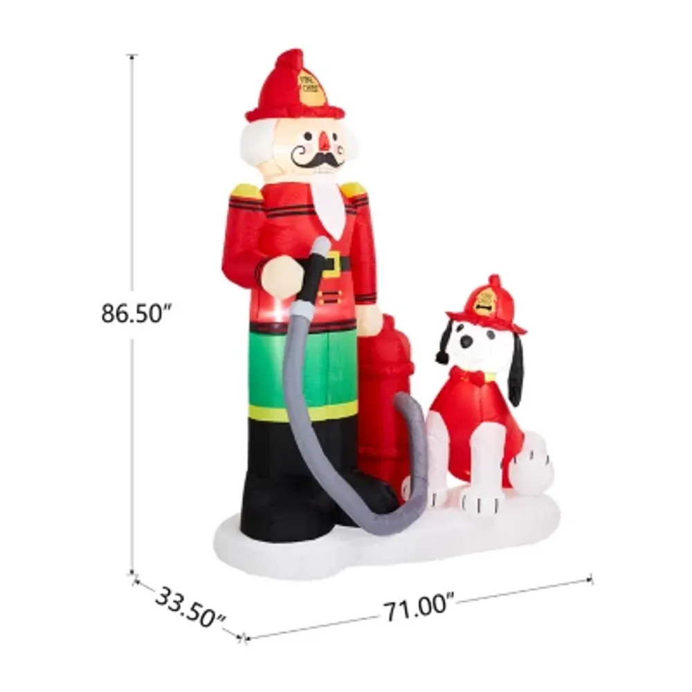 Glitzhome 7' Fire Fighter with Puppy Dog Self Inflating Christmas Outdoor Inflatable