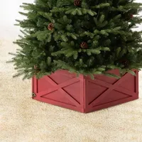 Glitzhome 22" Red Wooden Christmas Tree Collar