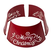 Glitzhome 26" Merry Christmas Cutout Metal Christmas Tree Collar