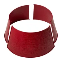 Glitzhome 26" Red Hammered Metal Christmas Tree Collar