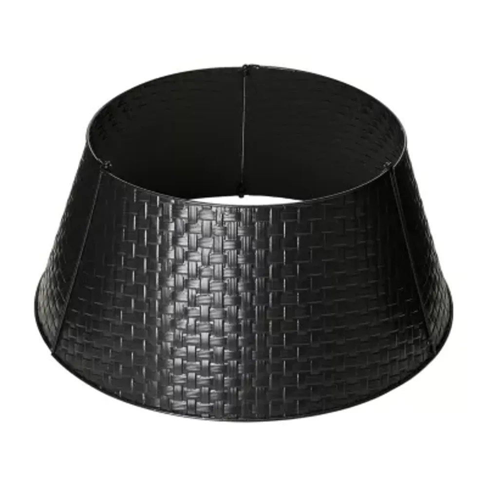 Glitzhome 26" Black Metal Woven Christmas Tree Collar