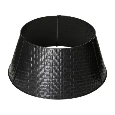 Glitzhome 26" Black Metal Woven Christmas Tree Collar