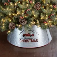 Glitzhome 26" Galvanized Metal Truck Christmas Tree Collar