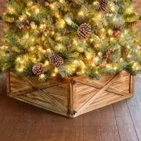 Glitzhome 26" Natural Washed Wooden Christmas Tree Collar