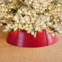 Glitzhome 40.5" Red Hammered Metal Christmas Tree Collar