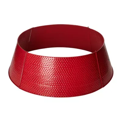 Glitzhome 40.5" Red Hammered Metal Christmas Tree Collar