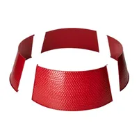 Glitzhome 40.5" Red Hammered Metal Christmas Tree Collar