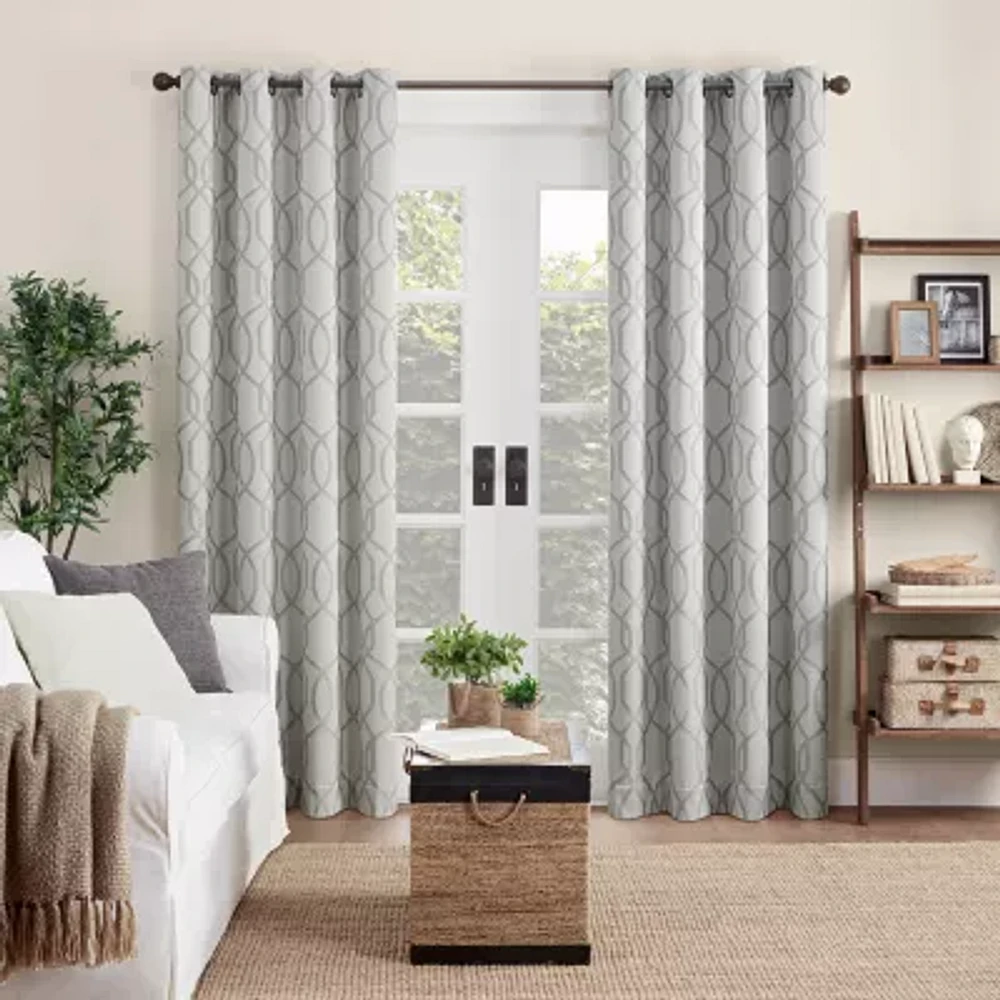 Eclipse Ambiance Lattice Draft Stopper Energy Saving 100% Blackout Grommet Top Single Curtain Panel