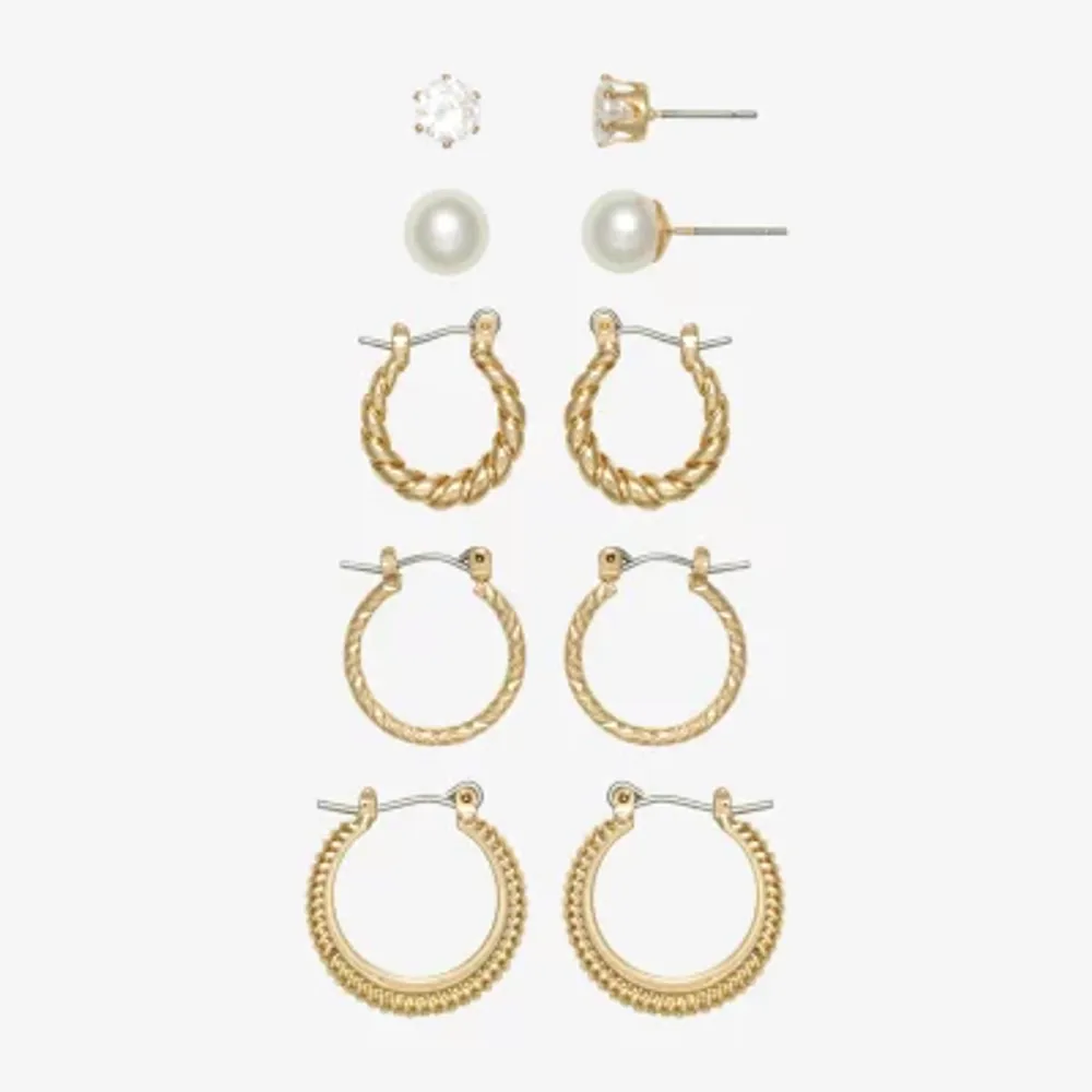 Mixit Hypoallergenic 5 Pair Simulated Pearl Round Earring Set