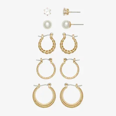 Mixit Hypoallergenic 5 Pair Simulated Pearl Round Earring Set