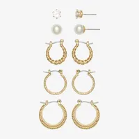 Mixit Hypoallergenic 5 Pair Simulated Pearl Round Earring Set