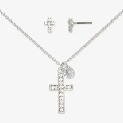 Mixit Necklace & Stud Earring 2-pc. Cross Jewelry Set