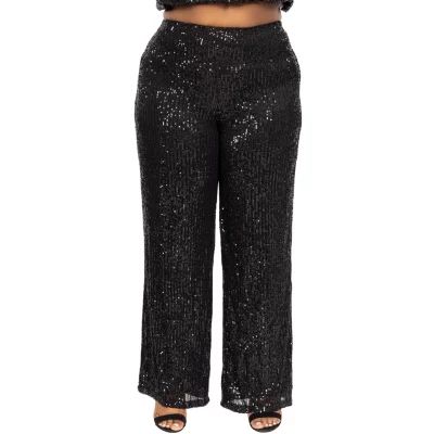 Premier Amour-Plus Womens Sequin Wide Leg Pull-On Pants