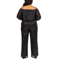 Premier Amour-Plus Womens Sequin Wide Leg Pull-On Pants