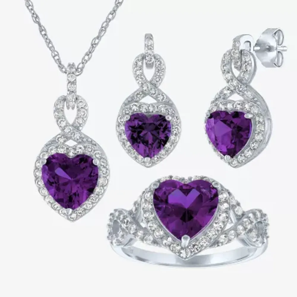 Lab Created Gemstone Sterling Silver Heart 3-pc. Jewelry Set