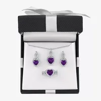 Lab Created Purple Amethyst Sterling Silver Heart 3-pc. Jewelry Set