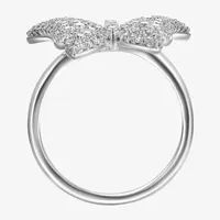 Diamonart Womens 2 CT. T.W. White Cubic Zirconia Sterling Silver Butterfly Cocktail Ring