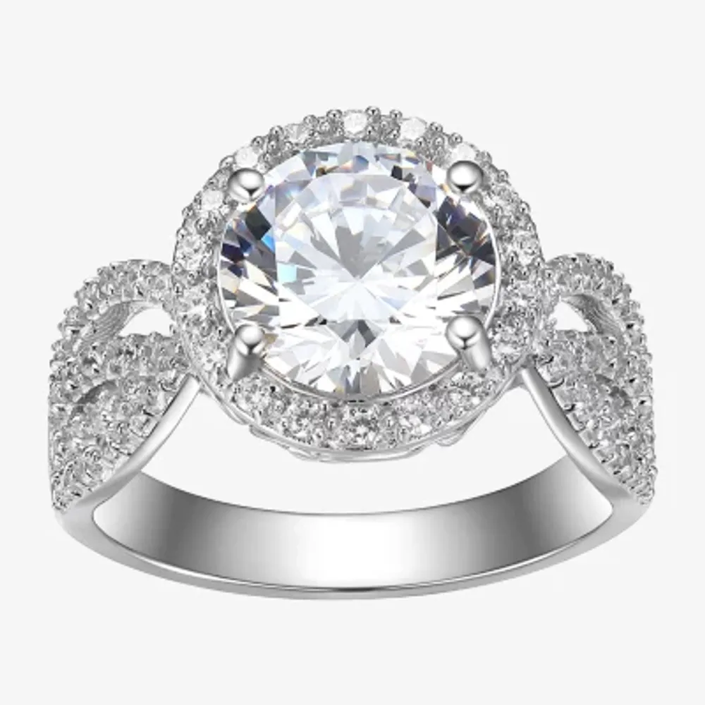 Womens 5 1/4 CT. T.W. Cubic Zirconia Sterling Silver Round Halo Cocktail Ring