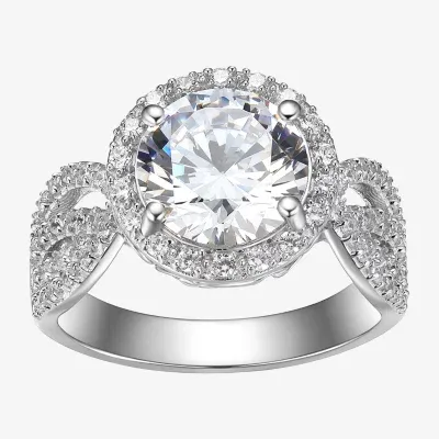 Womens 5 1/4 CT. T.W. Cubic Zirconia Sterling Silver Round Halo Cocktail Ring