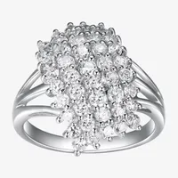 Womens 1/4 CT. T.W. Cubic Zirconia Sterling Silver Oblong Cocktail Ring