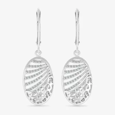 1/ CT. T.W. Natural White Diamond Sterling Silver Oval Drop Earrings