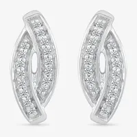 Diamond Accent Natural White Diamond Sterling Silver 10.7mm Curved Stud Earrings