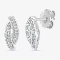 Diamond Accent Natural White Diamond Sterling Silver 10.7mm Curved Stud Earrings