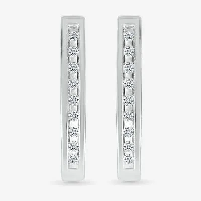1/10 CT. T.W. Natural White Diamond Sterling Silver 17.2mm Hoop Earrings