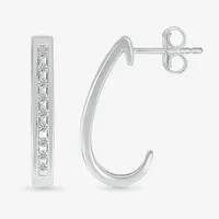 1/10 CT. T.W. Mined White Diamond Sterling Silver 17.2mm Hoop Earrings