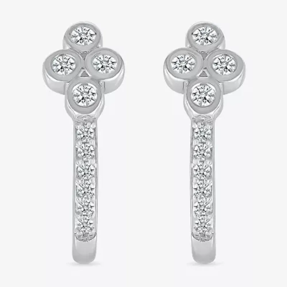 1/8 CT. T.W. Natural White Diamond Sterling Silver 15.6mm Hoop Earrings
