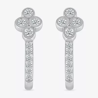 1/8 CT. T.W. Natural White Diamond Sterling Silver 15.6mm Hoop Earrings