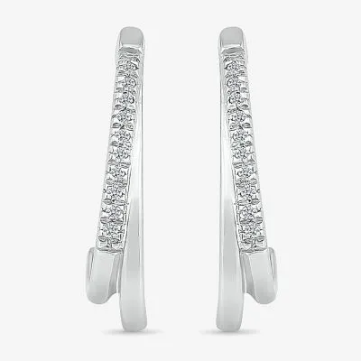 Diamond Accent Natural White Diamond Sterling Silver 16mm Hoop Earrings