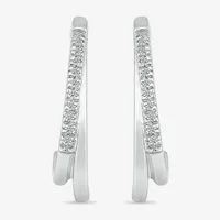 Diamond Accent Natural White Diamond Sterling Silver 16mm Hoop Earrings