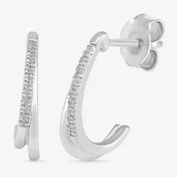 Diamond Accent Natural White Diamond Sterling Silver 16mm Hoop Earrings