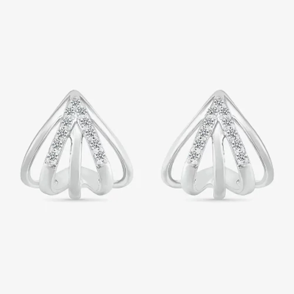 1/8 CT. T.W. Natural White Diamond Sterling Silver 12mm Stud Earrings