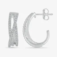 1/ CT. T.W. Natural Diamond Sterling Silver 18mm Hoop Earrings