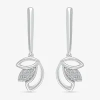 Diamond Accent Mined Diamond Sterling Silver Drop Earrings