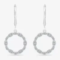 1/ CT. T.W. Natural White Diamond Sterling Silver Circle Drop Earrings