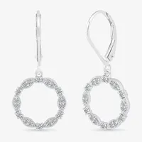 1/ CT. T.W. Natural White Diamond Sterling Silver Circle Drop Earrings