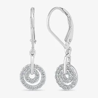 1/ CT. T.W. Natural White Diamond Sterling Silver Circle Drop Earrings
