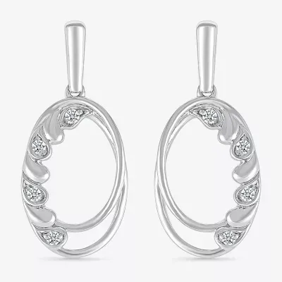 1/10 CT. T.W. Natural White Diamond Sterling Silver Oval Drop Earrings