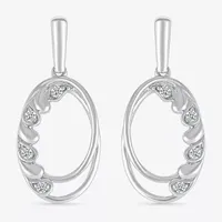 1/10 CT. T.W. Natural White Diamond Sterling Silver Oval Drop Earrings